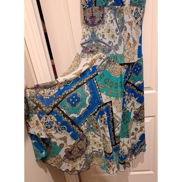 NorthStyle Maxi Dress 16 Paisley Sleeveless Blue White Purple V-Neck Polyester - Picture 3 of 16